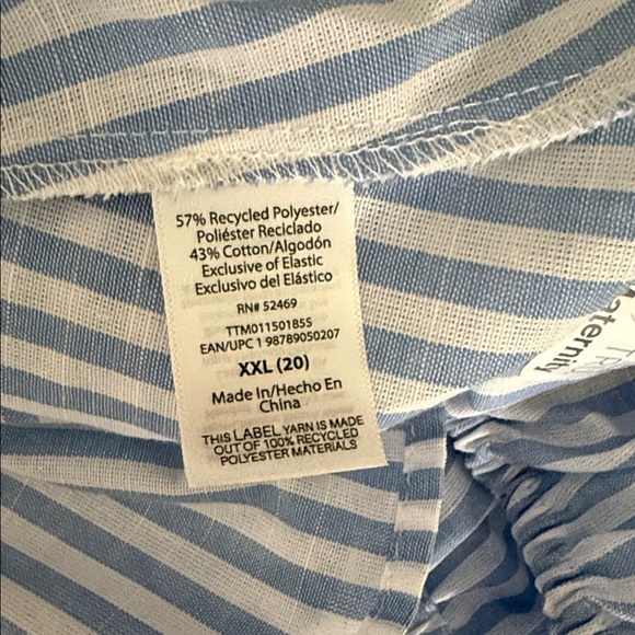 XXL (20) Time and Tru Light Blue and White Babydoll  With Cap Sleeves Blouse - Picture 11 of 11